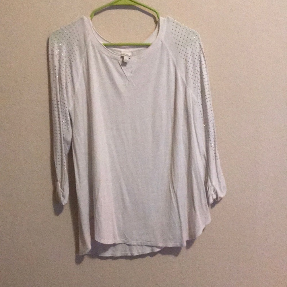 White shirt with sequins on sleeves